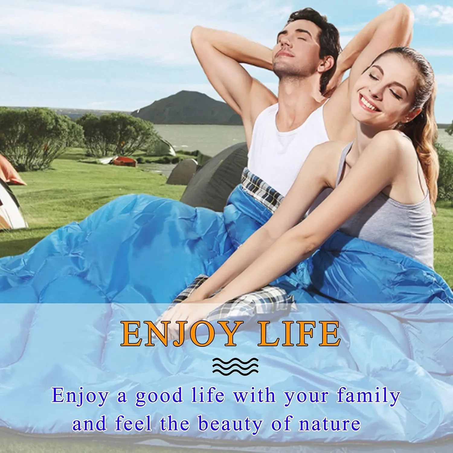 Stitchable Single Double Portable Sleeping Bag Outdoor Camping Outing Adult Soft and Strong Sleeping Bag Park Family Woman,Gray/Left
