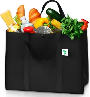 STRONGUS Reusable Grocery Bags [5 Pack, Black] - Hold 50  lbs - Large & Super Strong (Black 5 Pack)