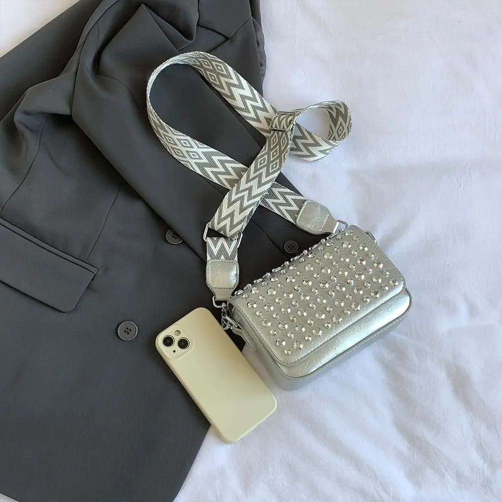 Studded Purse,Y2k Shoulder Bag Gothic Crossbody Bag 90s Punk Trendy Women's Small Handbag 2000s Leather Chain Bag