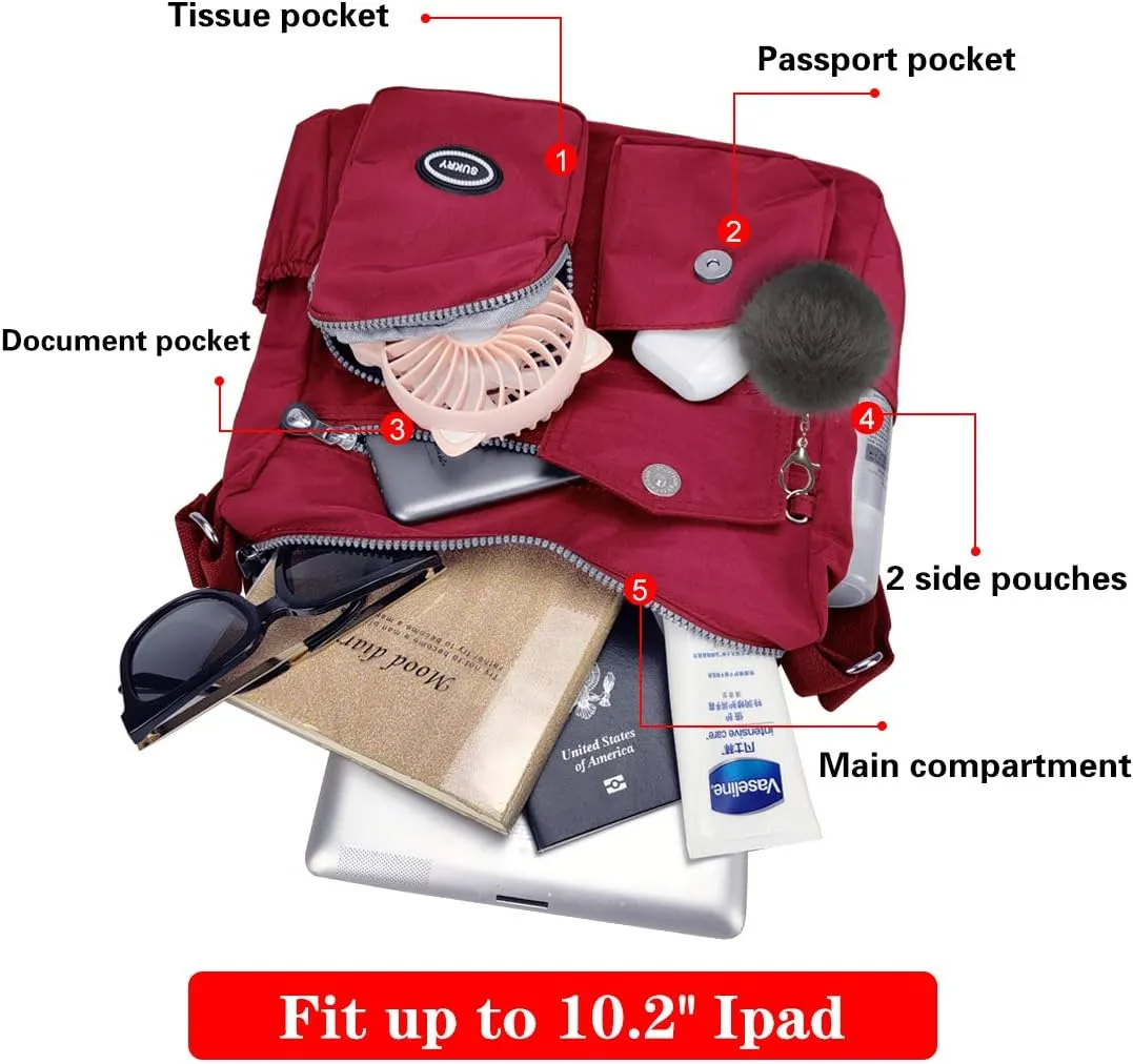 SUKRY Nylon Crossbody Bag for Women with Anti theft RFID Pocket, Waterproof Shoulder Bag Travel Purses and Handbag