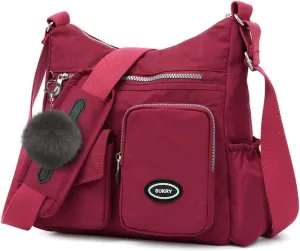 SUKRY Nylon Crossbody Bag for Women with Anti theft RFID Pocket, Waterproof Shoulder Bag Travel Purses and Handbag