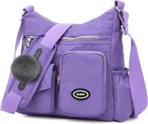 SUKRY Nylon Crossbody Bag for Women with Anti theft RFID Pocket, Waterproof Shoulder Bag Travel Purses and Handbag