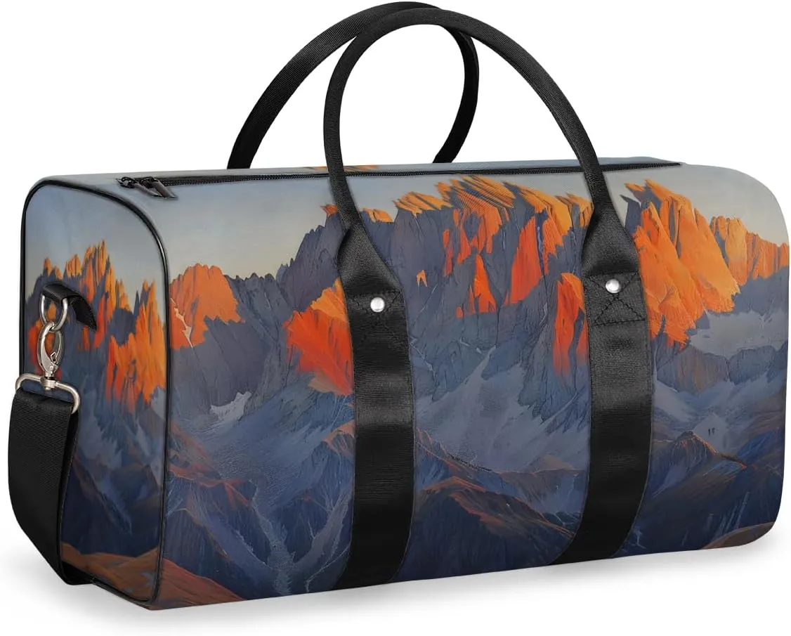 Sunrise Mountains Travel Duffle Bag for Women Men Gym Duffel Foldable Bag Waterproof Weekender Idyllic Scenery Duffle Tote
