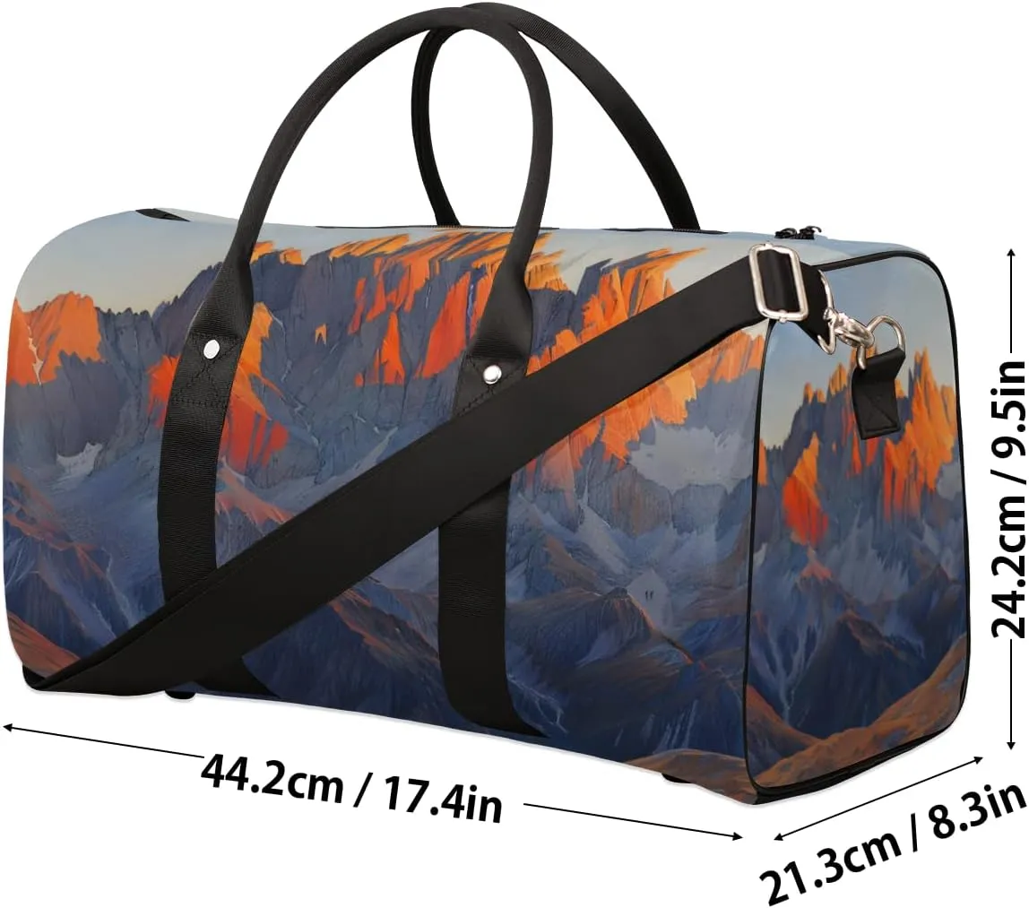 Sunrise Mountains Travel Duffle Bag for Women Men Gym Duffel Foldable Bag Waterproof Weekender Idyllic Scenery Duffle Tote