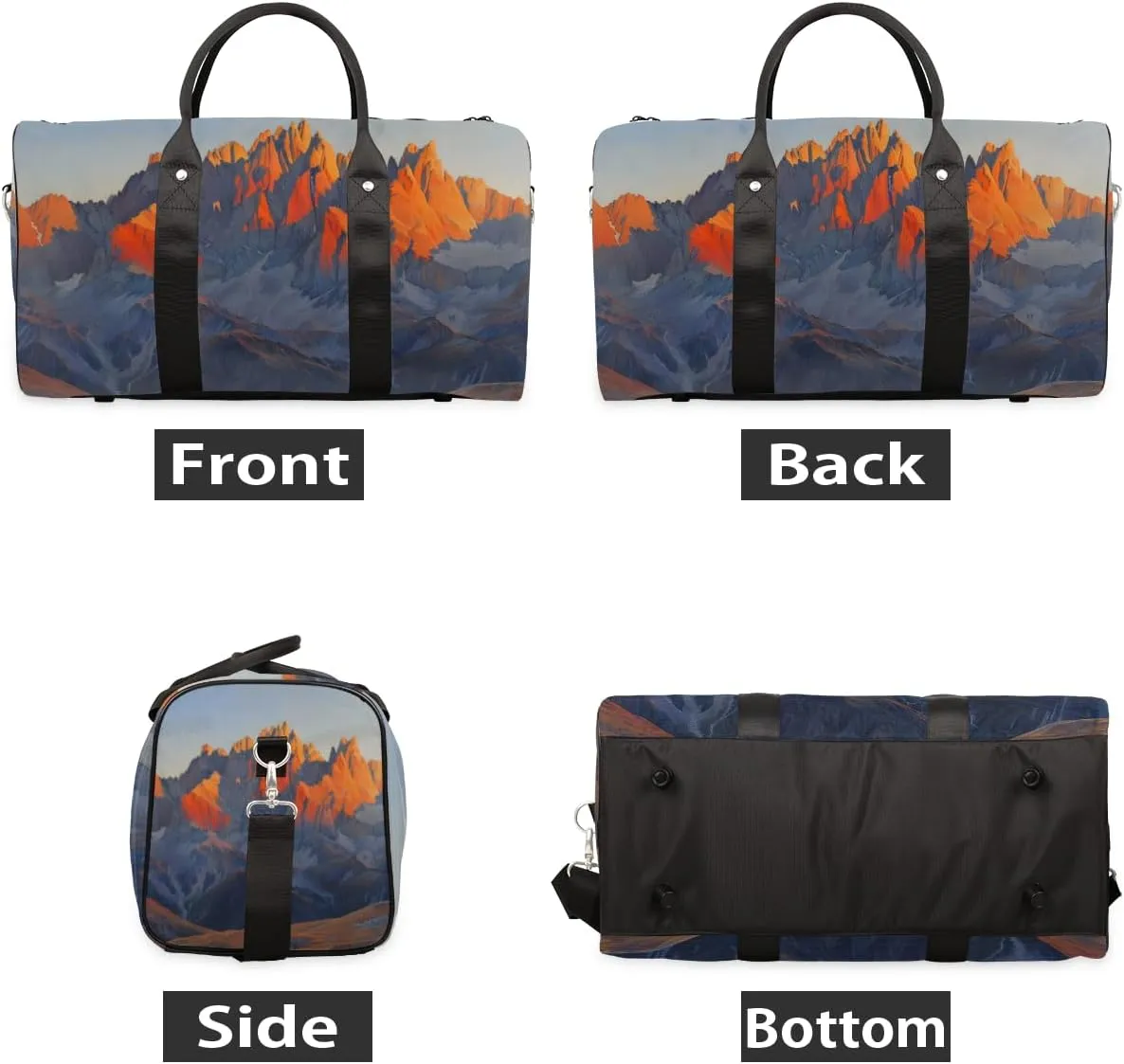 Sunrise Mountains Travel Duffle Bag for Women Men Gym Duffel Foldable Bag Waterproof Weekender Idyllic Scenery Duffle Tote