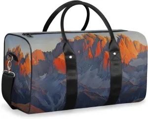 Sunrise Mountains Travel Duffle Bag for Women Men Gym Duffel Foldable Bag Waterproof Weekender Idyllic Scenery Duffle Tote