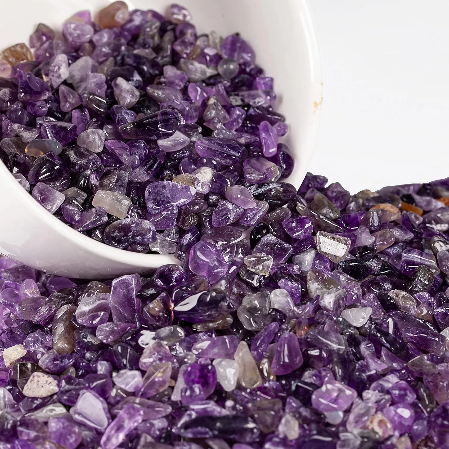 SUNYIK Amethyst Tumbled Chips Stone Crushed Crystal Quartz Pieces Irregular Shaped Stones 1pound(about 460 gram)