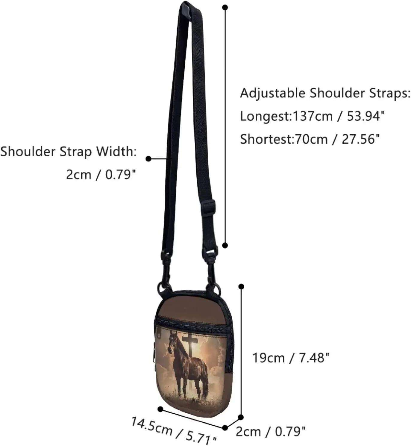 Suobstales Messenger Bag for Women Crossbody Zipper Bag with Adjustable Strap Portable Phone Purse Shoulder Handbag