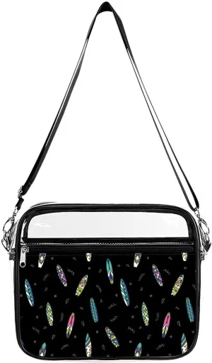 Surfboards Pattern Clear Crossbody Shoulder Purse Bag for Men Women, Stadium Clear Messenger Bag