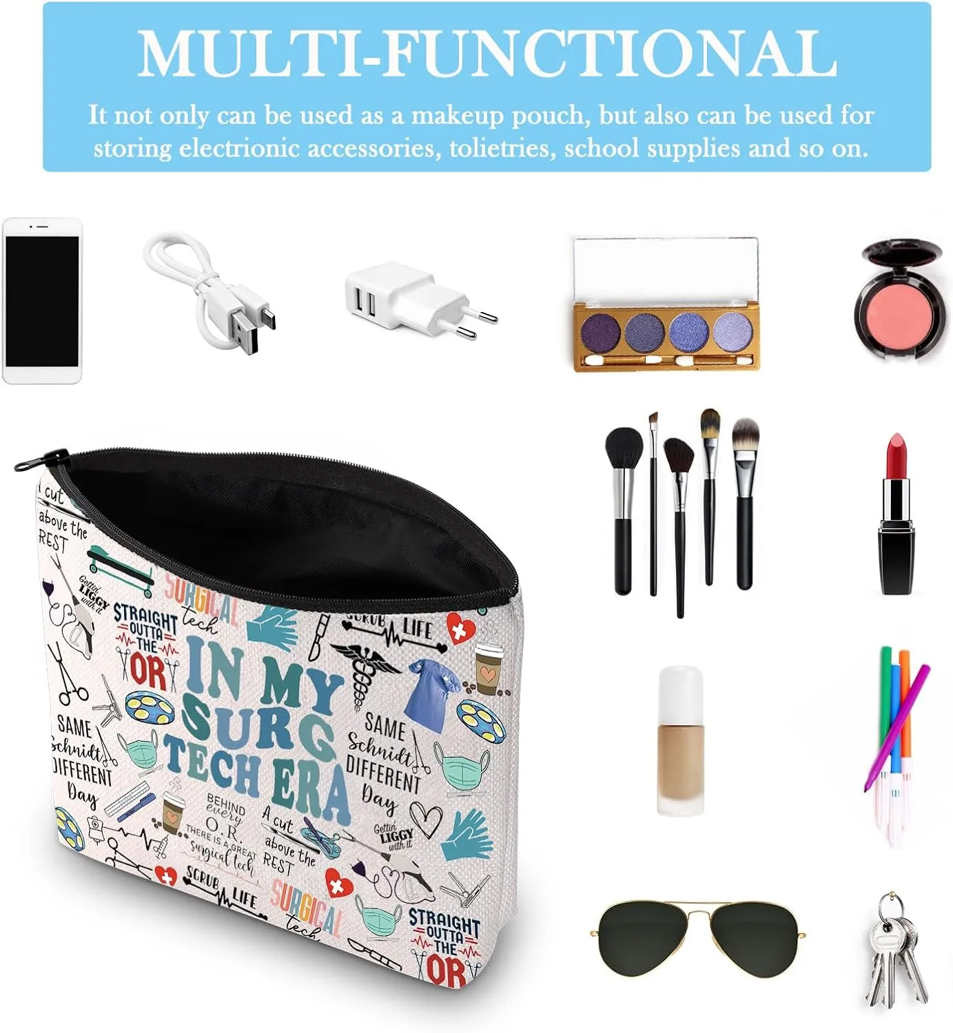Surgical Tech Gift Surgery Nurse Doctor Gift In My Surg Tech Makeup Bag Gift for Surgical Technologist Surgeon (Surg Tech Era Bag)