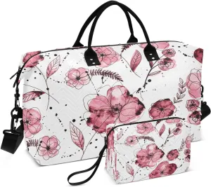 susiyo Watercolor Doodle Sketch Expandable Travel Duffle Bag, Large Weekender Overnight Bags and Adjustable Strap, Carry On Shoulder Tote Bag, Gym Duffel Bag with Toiletry Bags for Hospital