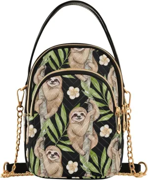 susiyo Watercolor Lazy Sloths Small Crossbody Bags Shoulder Bag for Women Multi Zipper Stylish Ladies Messenger Bags Phone Purse Handbag Wallet
