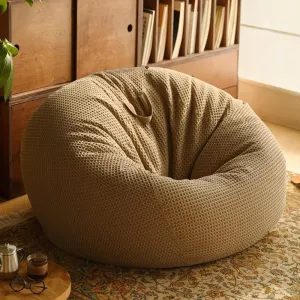 SXBCyan Bean Bags Sofa Pouf Cover Without Filler Bean Bag Chair 100% Cotton Waffle Bean Bag Cover Footrest Pouf Ottoman Floor Seat Beanbag Chair Comfy Lazy Sofa(Khaki,100cm)