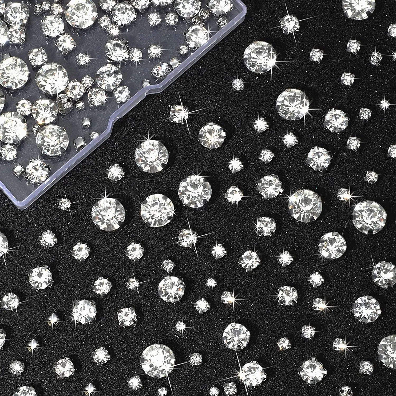 Syhood Crystal Sew on Rhinestone Glass Claw Rhinestone 3 to 10 mm Flat Back Glass Clear Gems Stones for Craft, Jewelry, Clothes, Costume, Shoes, Dress, Garments, Mixed Size