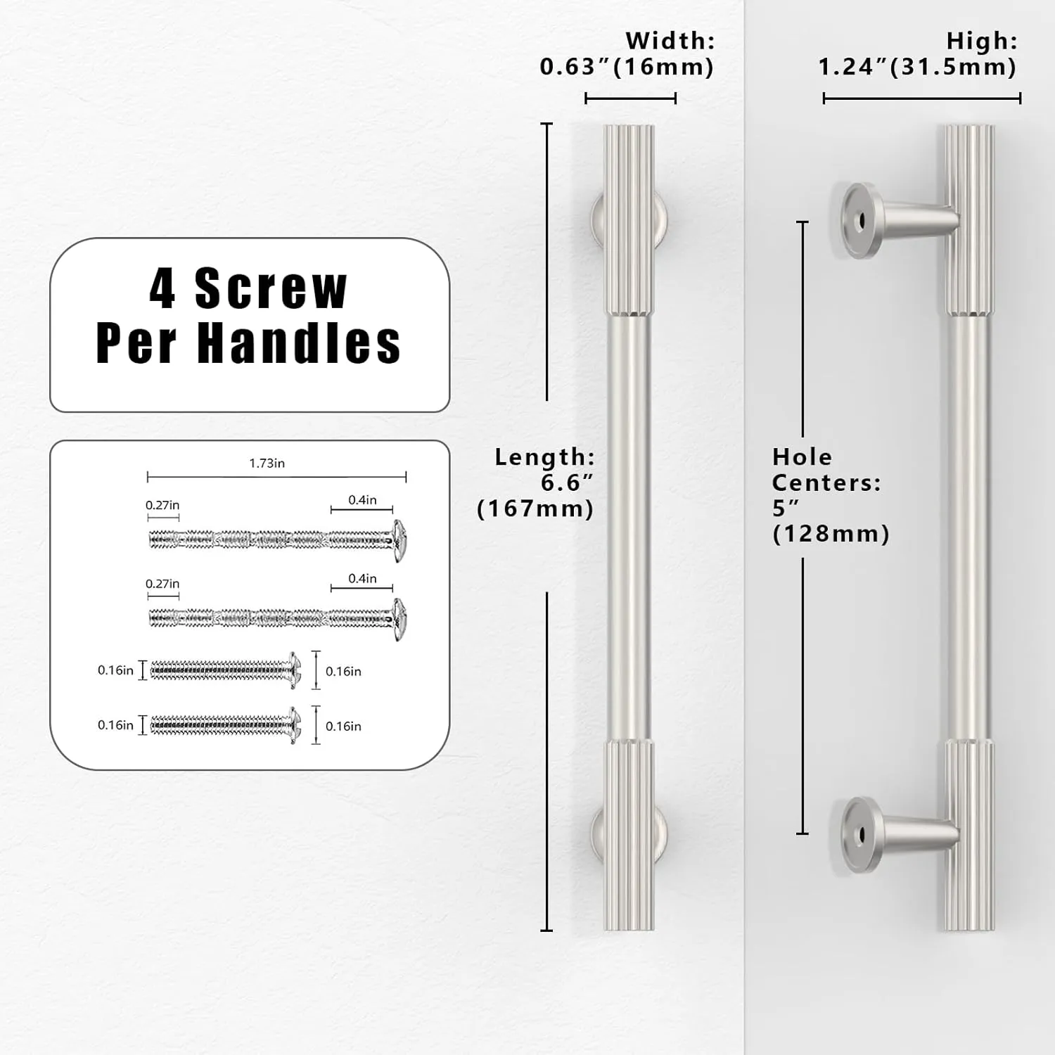 TA005 10 Pack Brushed Satin Nickel Cabinet Pulls 5 Inch(128mm) Kitchen Cabinet Handles Cabinet Hardware for Drawer Pulls