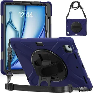 Tablet Case Cover Compatible with iPad Air 13 Inch M2 2024 Case, Heavy Duty Rugged Shockproof Drop Protection Case with Pen Holder,Shoulder Strap Protective Cover Compatible with Kids Silicone Cover(N
