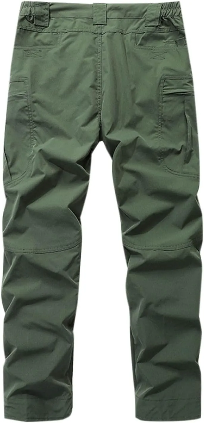 Tactical Work Pants for Men Construction Multi-Pockets Zipper Cargo Pants Solid Color Straight Casual Pants