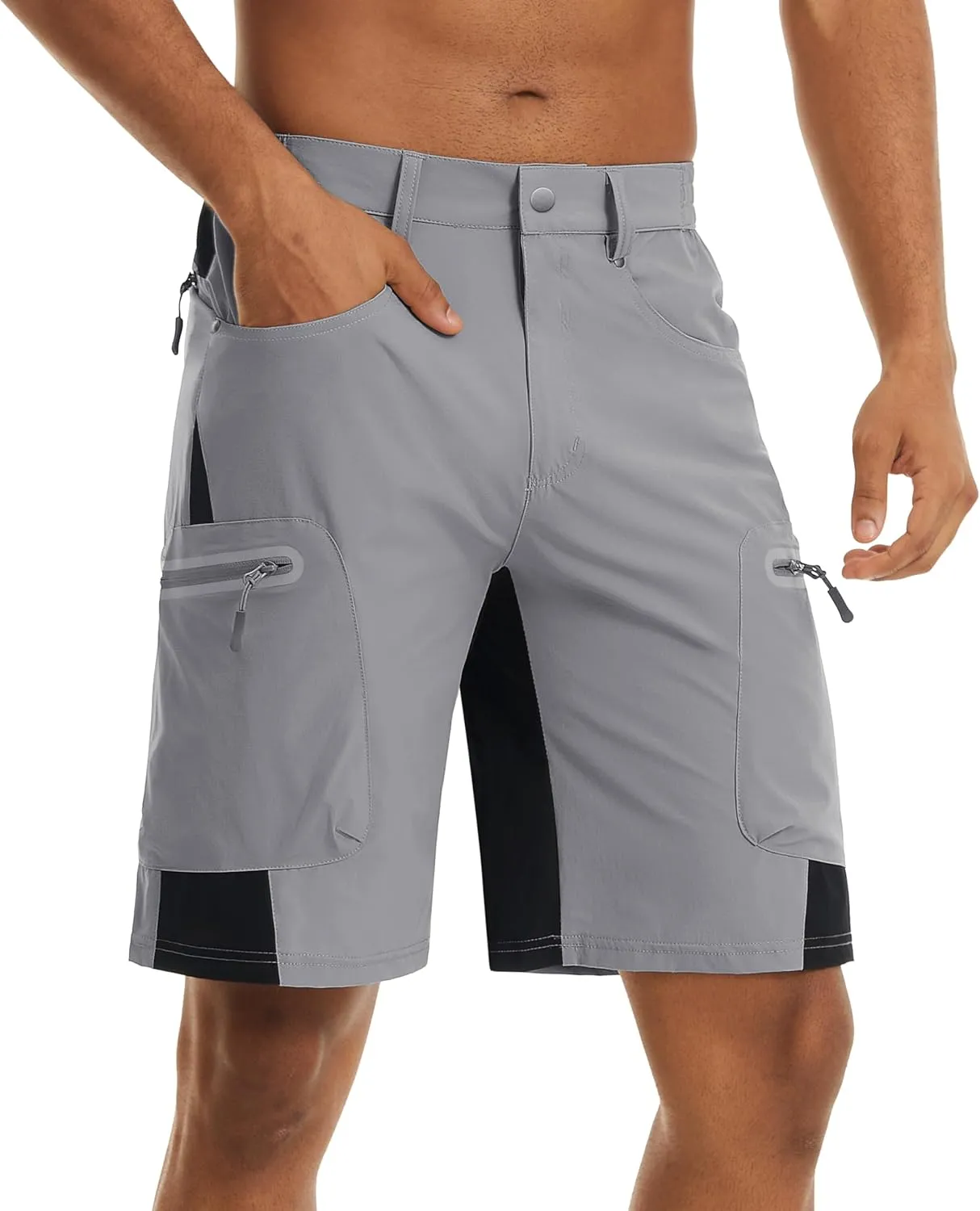 TACVASEN Men's Hiking Cargo Shorts 10" with Zipper Pockets Quick Dry Casual Stretch Golf Work Short Outdoor Summer