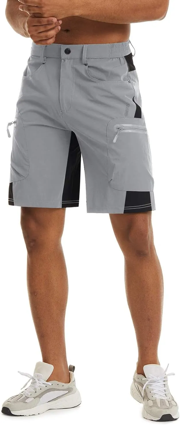 TACVASEN Men's Hiking Cargo Shorts 10" with Zipper Pockets Quick Dry Casual Stretch Golf Work Short Outdoor Summer
