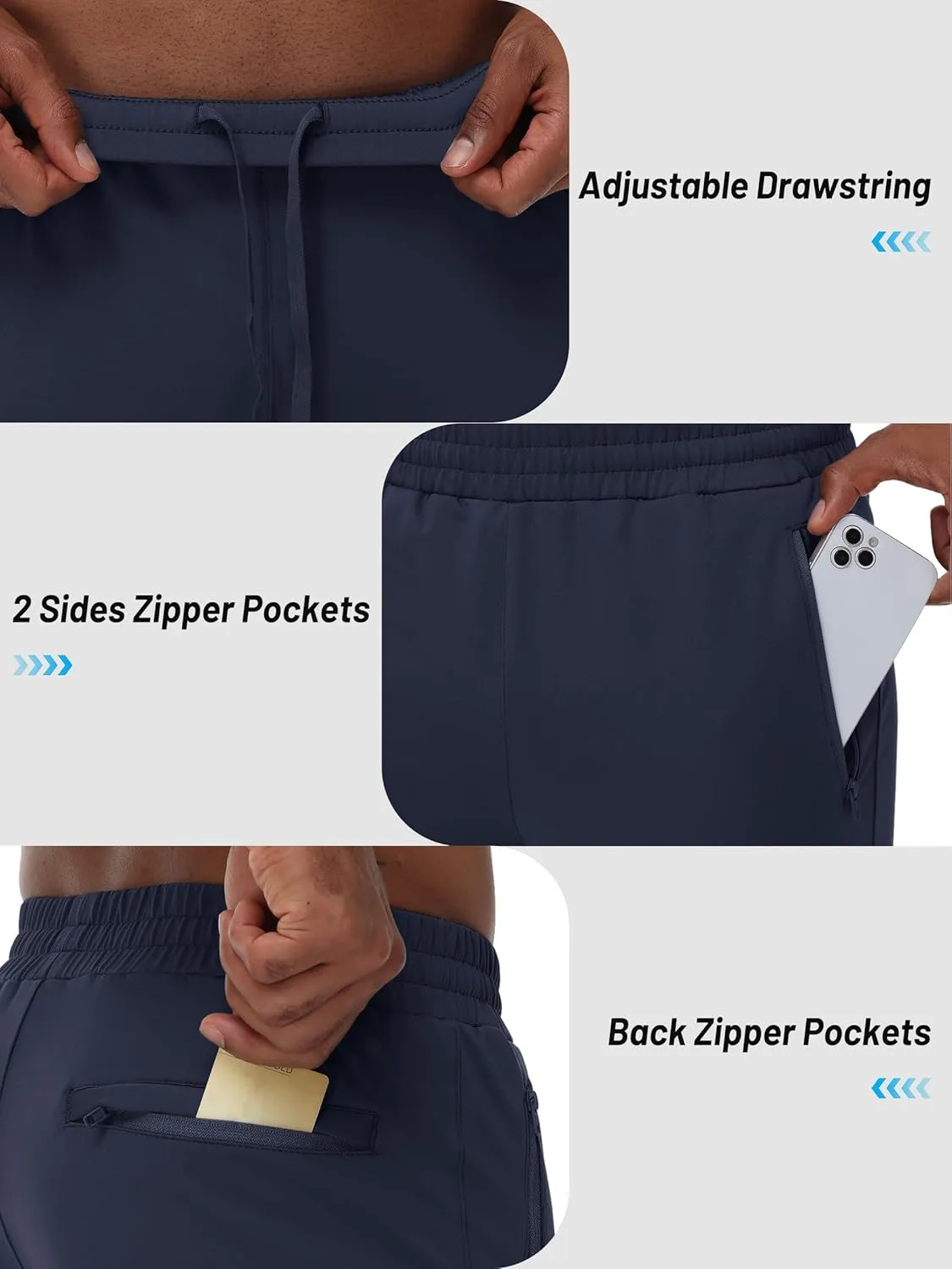 TACVASEN Men's Warm Sweatpants Winter Fleece Lined Water Resistant Pants Straight Leg with Zipper Pockets for Running