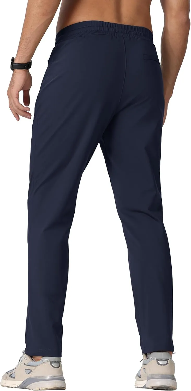 TACVASEN Men's Warm Sweatpants Winter Fleece Lined Water Resistant Pants Straight Leg with Zipper Pockets for Running