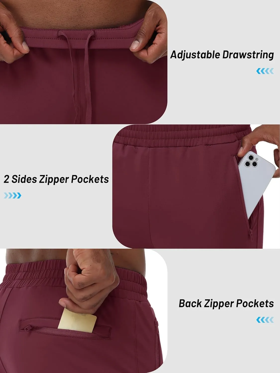 TACVASEN Men's Warm Sweatpants Winter Fleece Lined Water Resistant Pants Straight Leg with Zipper Pockets for Running