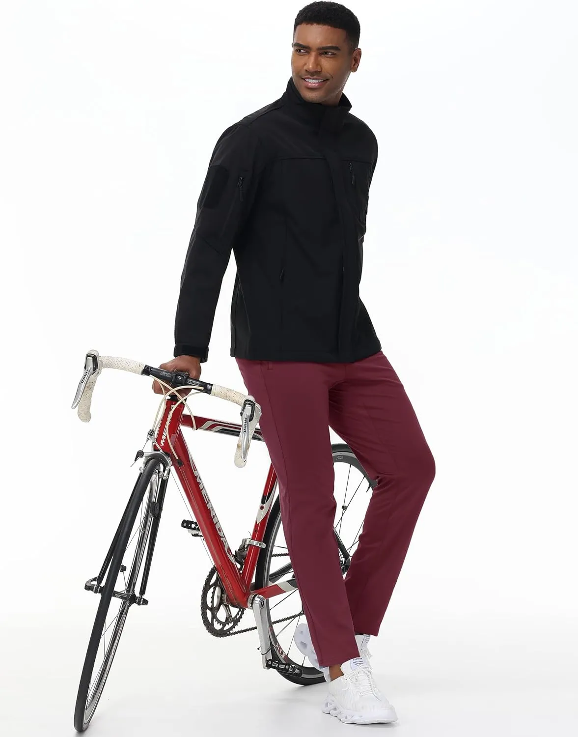 TACVASEN Men's Warm Sweatpants Winter Fleece Lined Water Resistant Pants Straight Leg with Zipper Pockets for Running