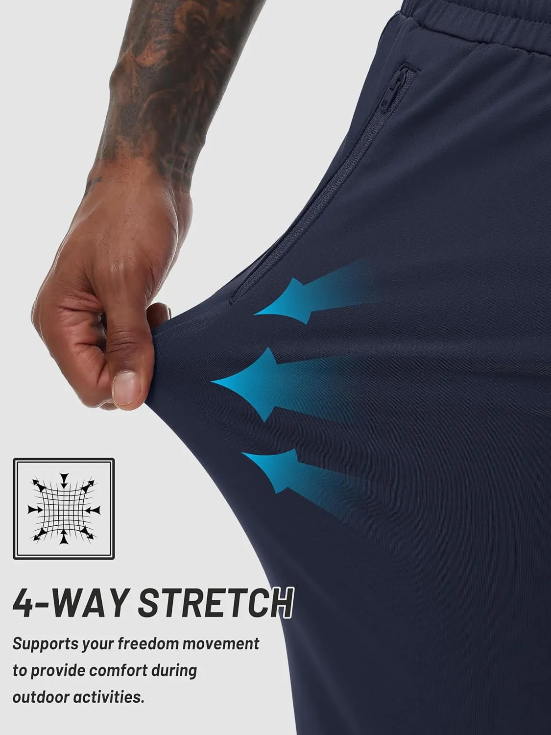 TACVASEN Men's Warm Sweatpants Winter Fleece Lined Water Resistant Pants Straight Leg with Zipper Pockets for Running