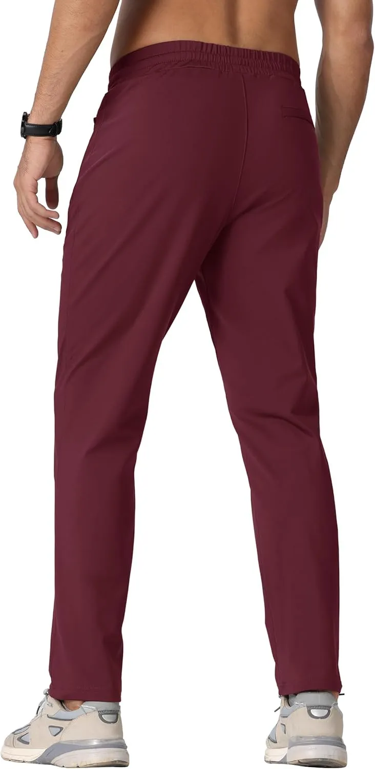 TACVASEN Men's Warm Sweatpants Winter Fleece Lined Water Resistant Pants Straight Leg with Zipper Pockets for Running
