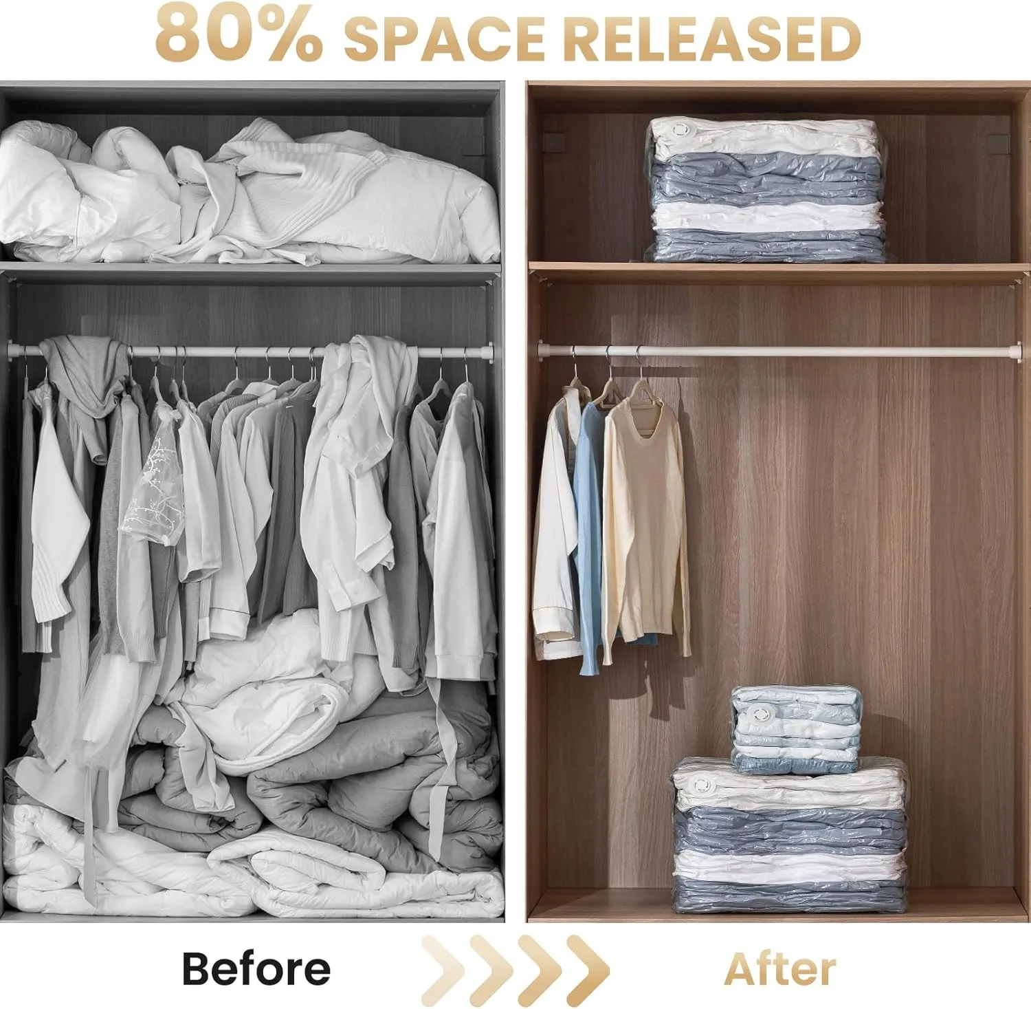 TAILI 8 Pack Vacuum Storage Bags, Cube Space Saver Bags Combo(3 Jumbo  5 Medium), Vacuum Seal Bags for Bedding, Clothing, Comforters, Blankets, Closet Oragnizaer and Space Saving