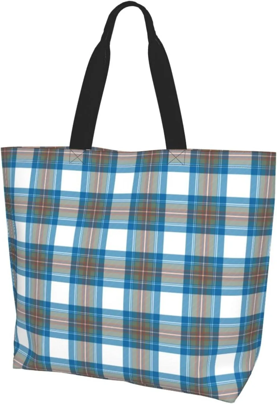 Tartan Tote Bag For Women Weekender Travel Bag Reusable Grocery Bags Large Totes Handbags