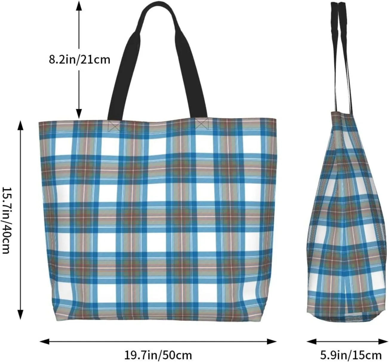 Tartan Tote Bag For Women Weekender Travel Bag Reusable Grocery Bags Large Totes Handbags