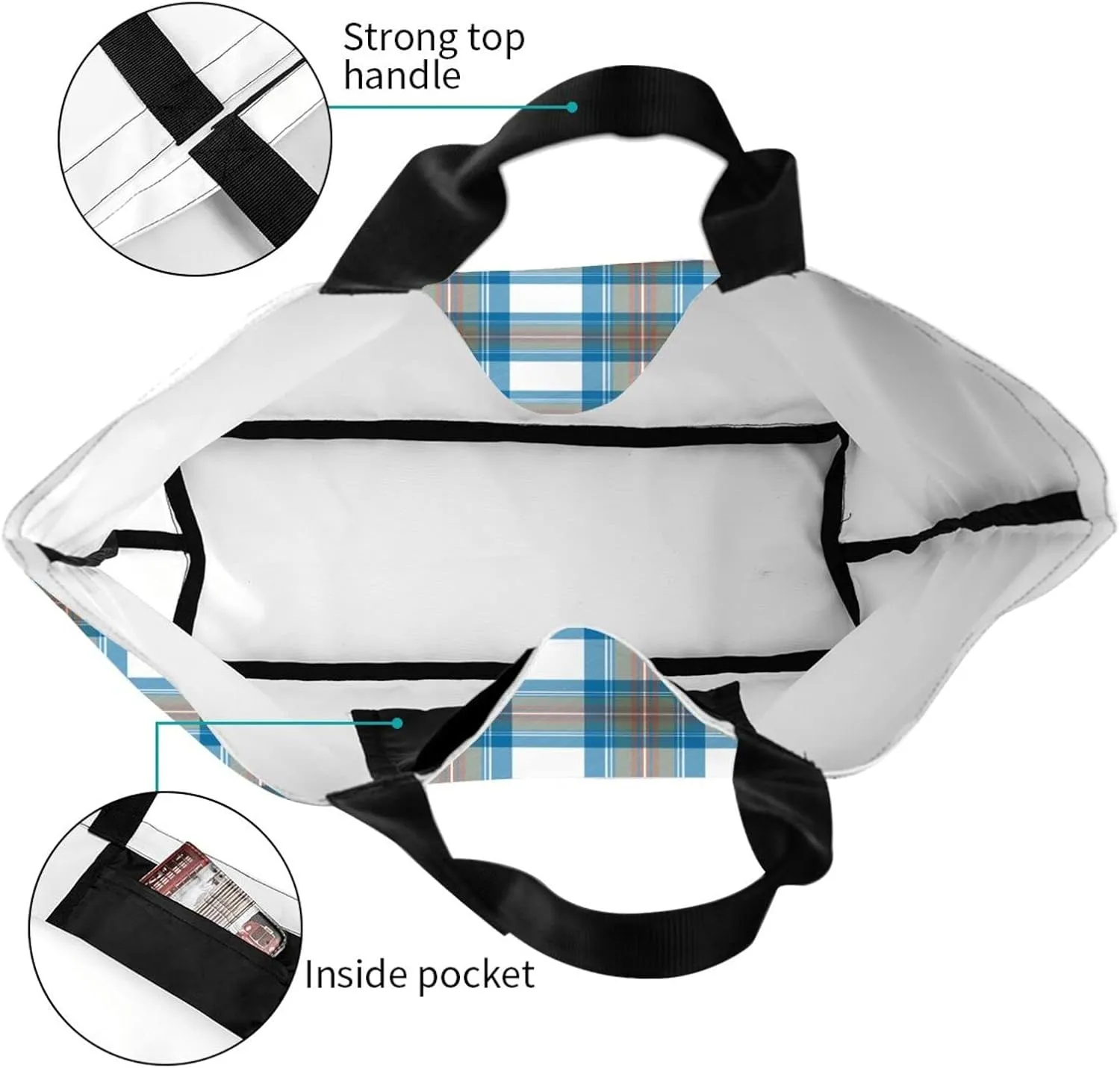 Tartan Tote Bag For Women Weekender Travel Bag Reusable Grocery Bags Large Totes Handbags