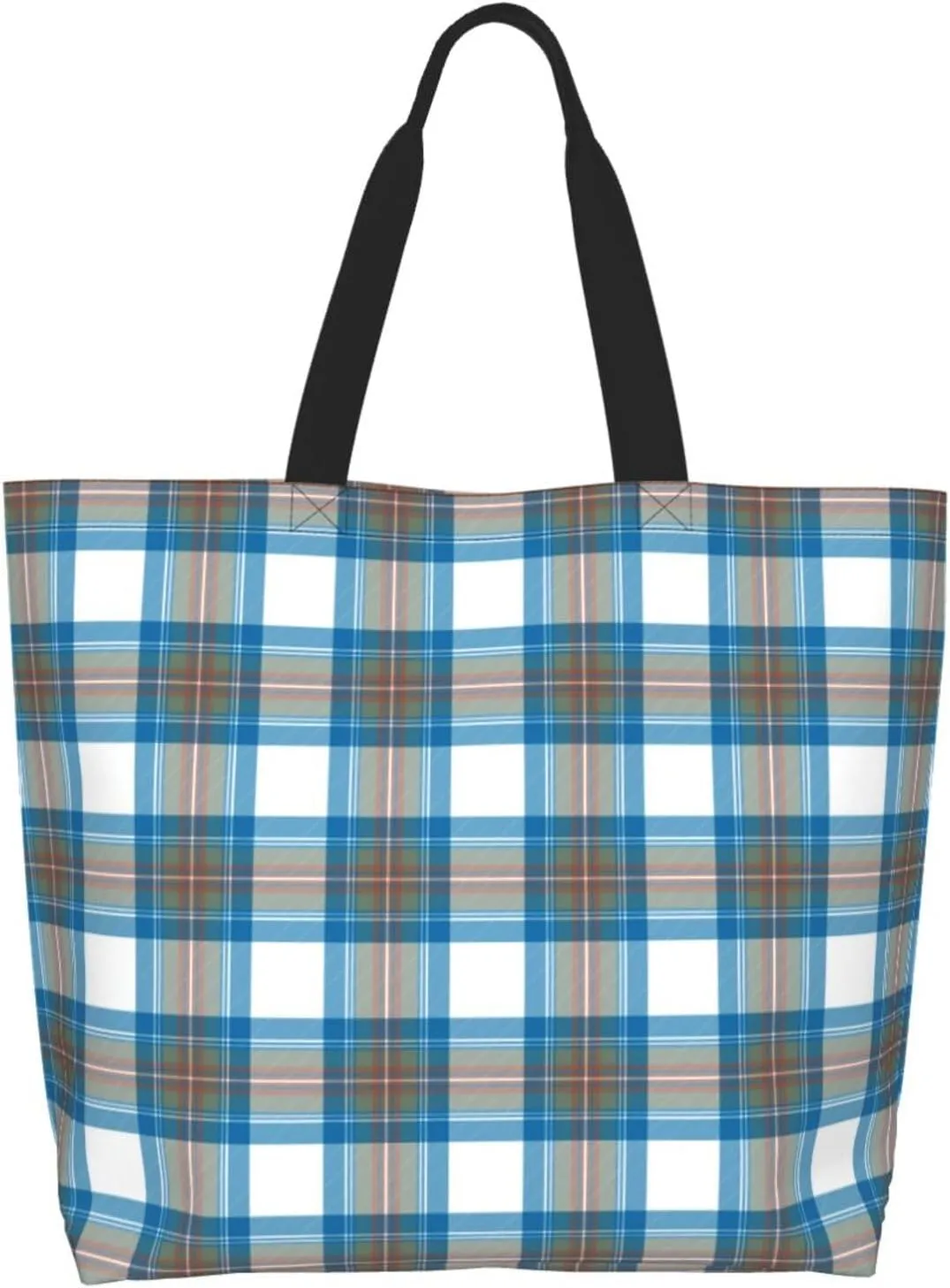 Tartan Tote Bag For Women Weekender Travel Bag Reusable Grocery Bags Large Totes Handbags