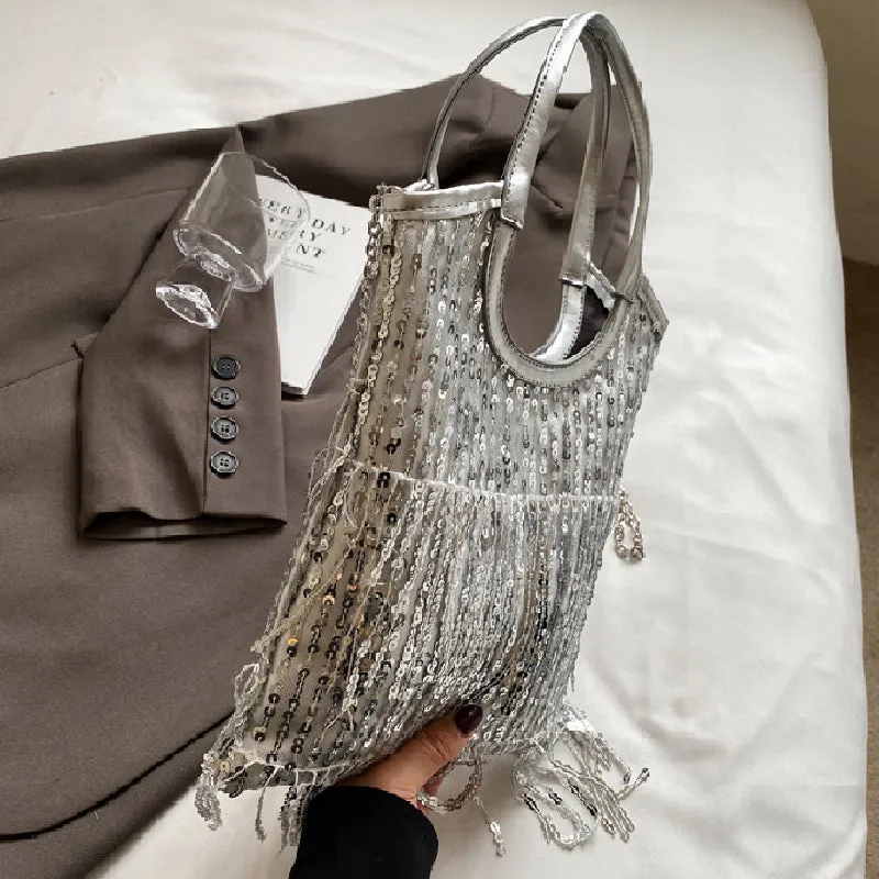 Tassel Sequins Chains Heavy reduction Bags Patchwork Dedicated support Casual