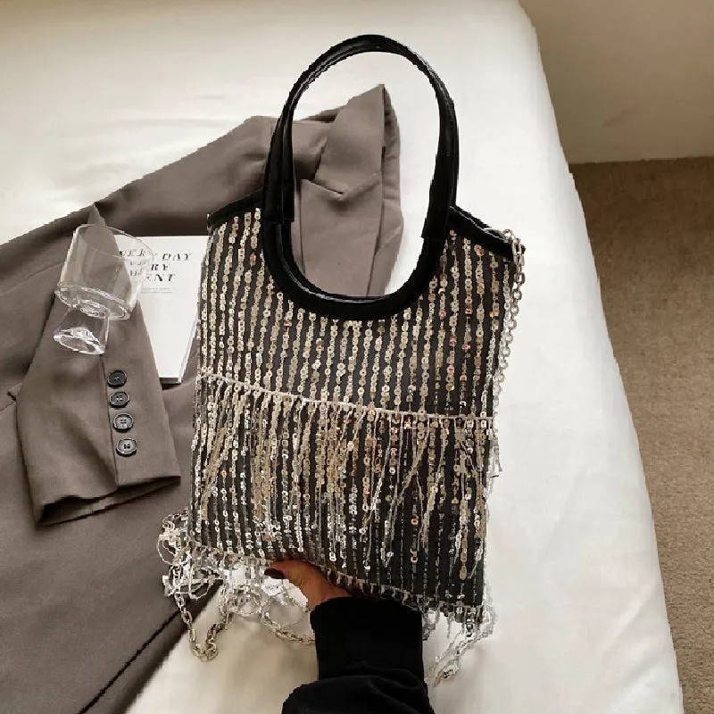 Tassel Sequins Chains Heavy reduction Bags Patchwork Dedicated support Casual