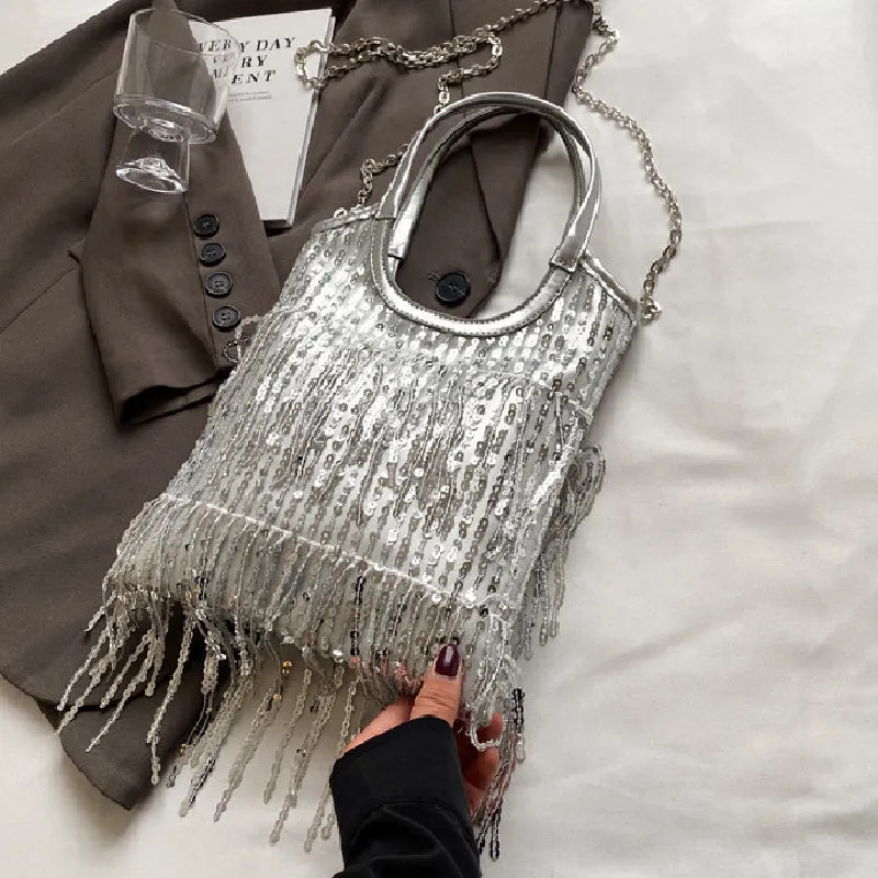 Tassel Sequins Chains Heavy reduction Bags Patchwork Dedicated support Casual