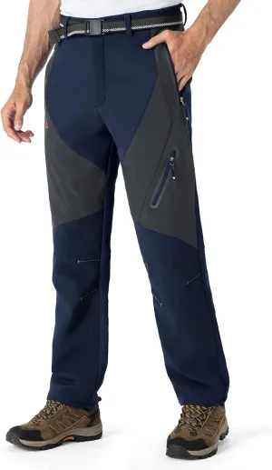 TBMPOY Men's Snow Ski Waterproof Softshell Snowboard Pants Outdoor Hiking Fleece Lined Wear Resistant Windproof