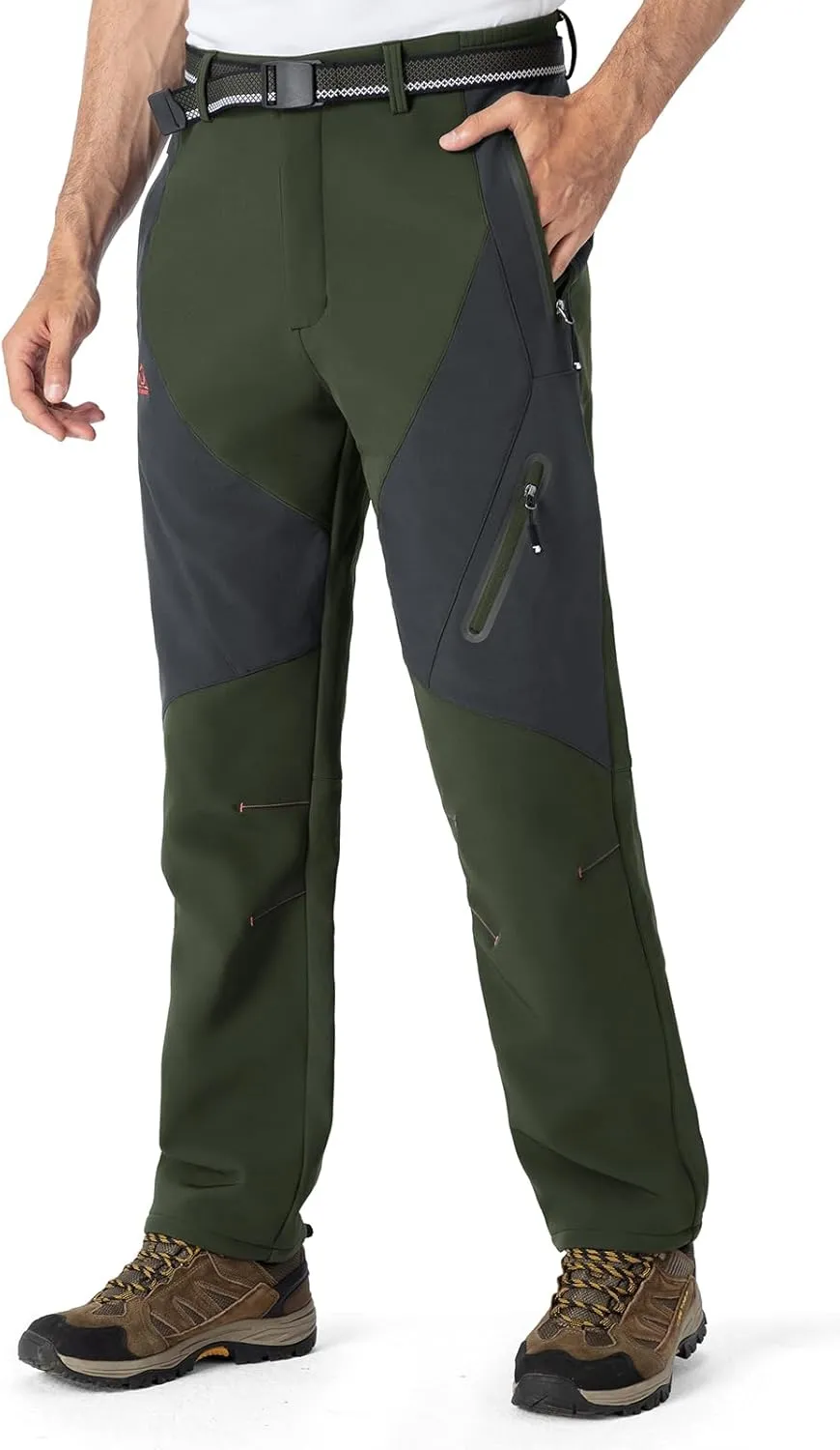 TBMPOY Men's Snow Ski Waterproof Softshell Snowboard Pants Outdoor Hiking Fleece Lined Wear Resistant Windproof
