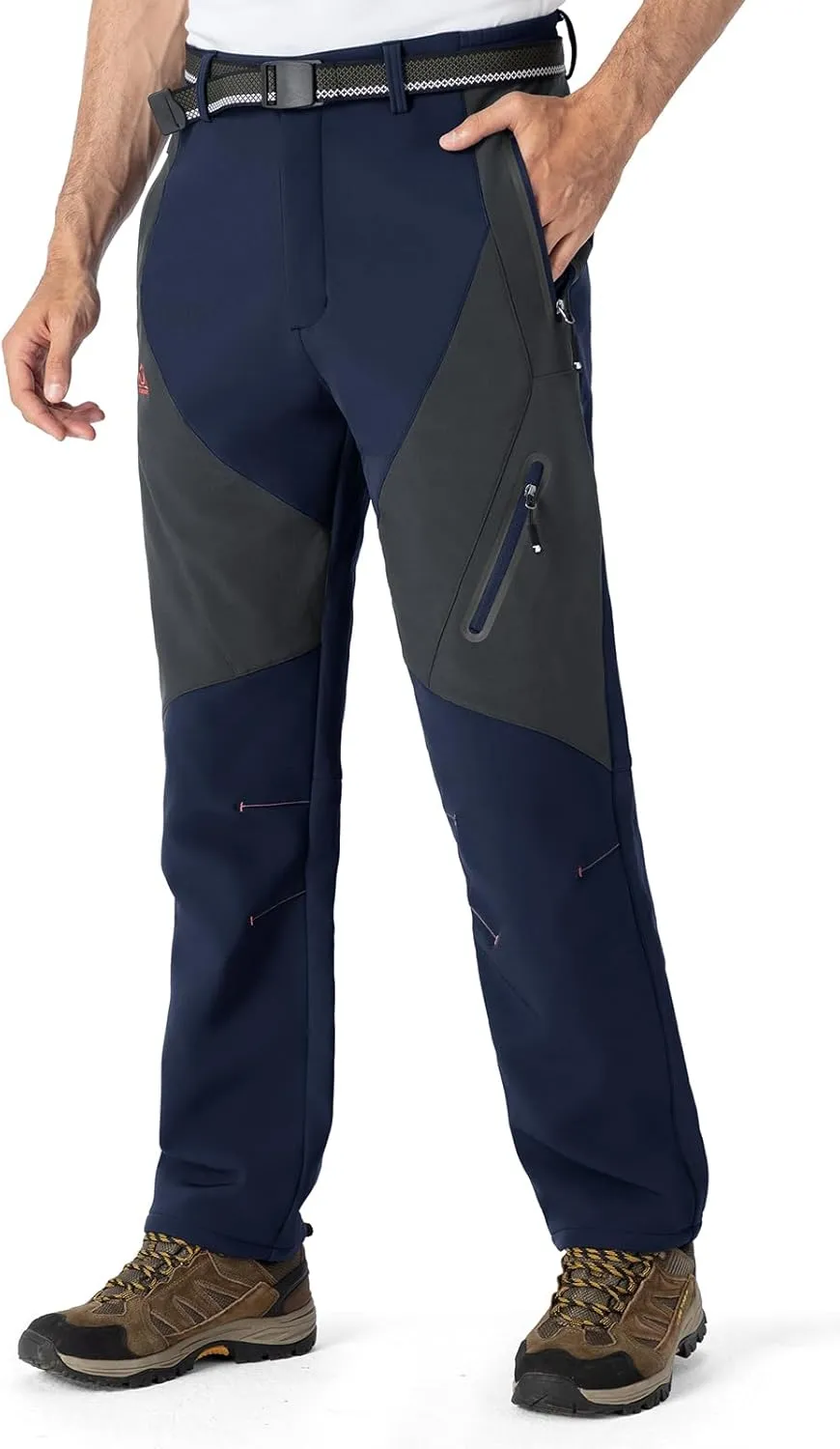 TBMPOY Men's Snow Ski Waterproof Softshell Snowboard Pants Outdoor Hiking Fleece Lined Wear Resistant Windproof