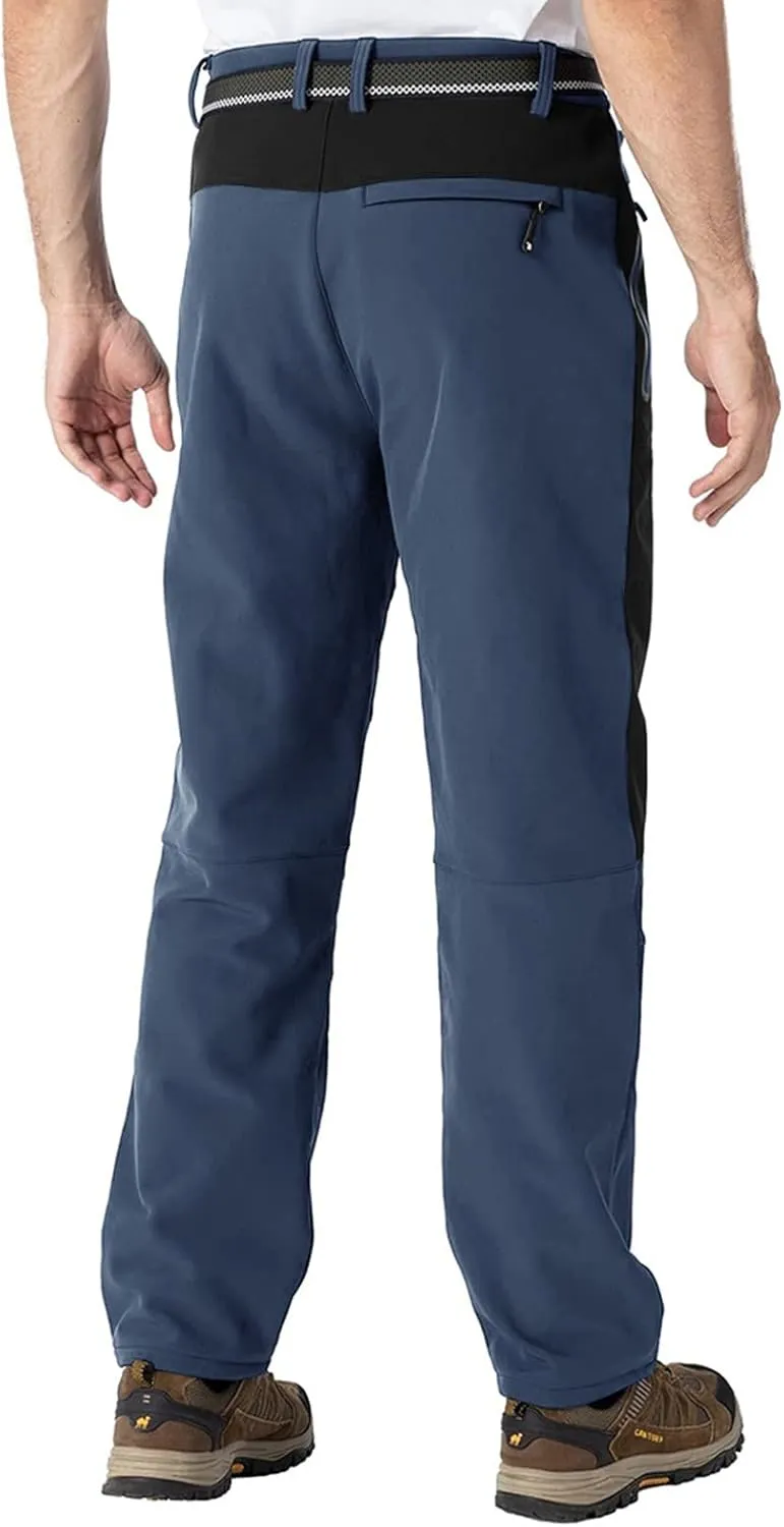 TBMPOY Men's Snow Ski Waterproof Softshell Snowboard Pants Outdoor Hiking Fleece Lined Wear Resistant Windproof
