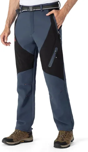 TBMPOY Men's Snow Ski Waterproof Softshell Snowboard Pants Outdoor Hiking Fleece Lined Wear Resistant Windproof