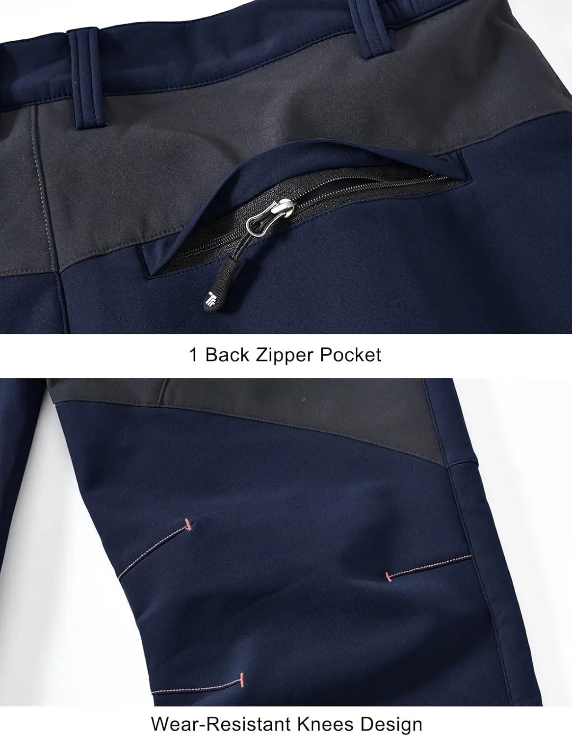 TBMPOY Men's Snow Ski Waterproof Softshell Snowboard Pants Outdoor Hiking Fleece Lined Wear Resistant Windproof