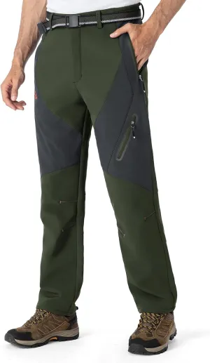TBMPOY Men's Snow Ski Waterproof Softshell Snowboard Pants Outdoor Hiking Fleece Lined Wear Resistant Windproof