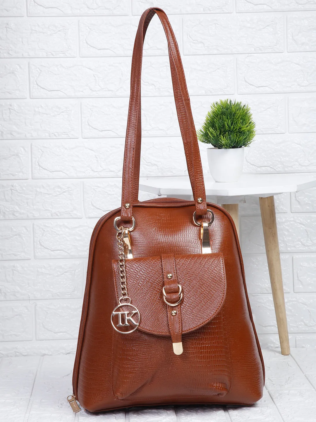 Teakwood Leathers Solid Textured Backpack