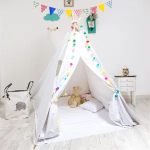 Teepee,Teepee Tent,Indoor Play Tipi Tents,Portable Foldable Tents with Led Star Lights,30 Hairballs,DIY Tags,Hoist Flag and Storage Bags