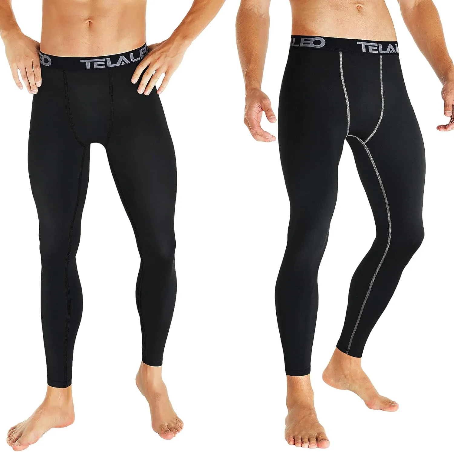 TELALEO 6 or 4 Pack Men's Compression Pants Leggings Sports Tights Performance Athletic Baselayer Workout Running