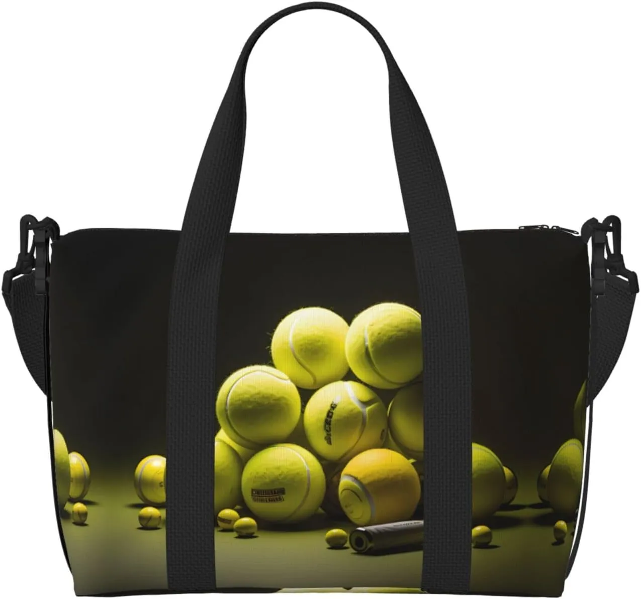 Tennis diagram Hand-held messenger travel bag, suitable for work, travel, fitness, tourism, women's casual handbag with zipper,