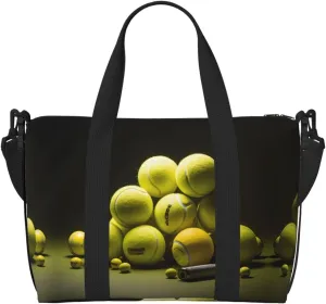 Tennis diagram Hand-held messenger travel bag, suitable for work, travel, fitness, tourism, women's casual handbag with zipper,