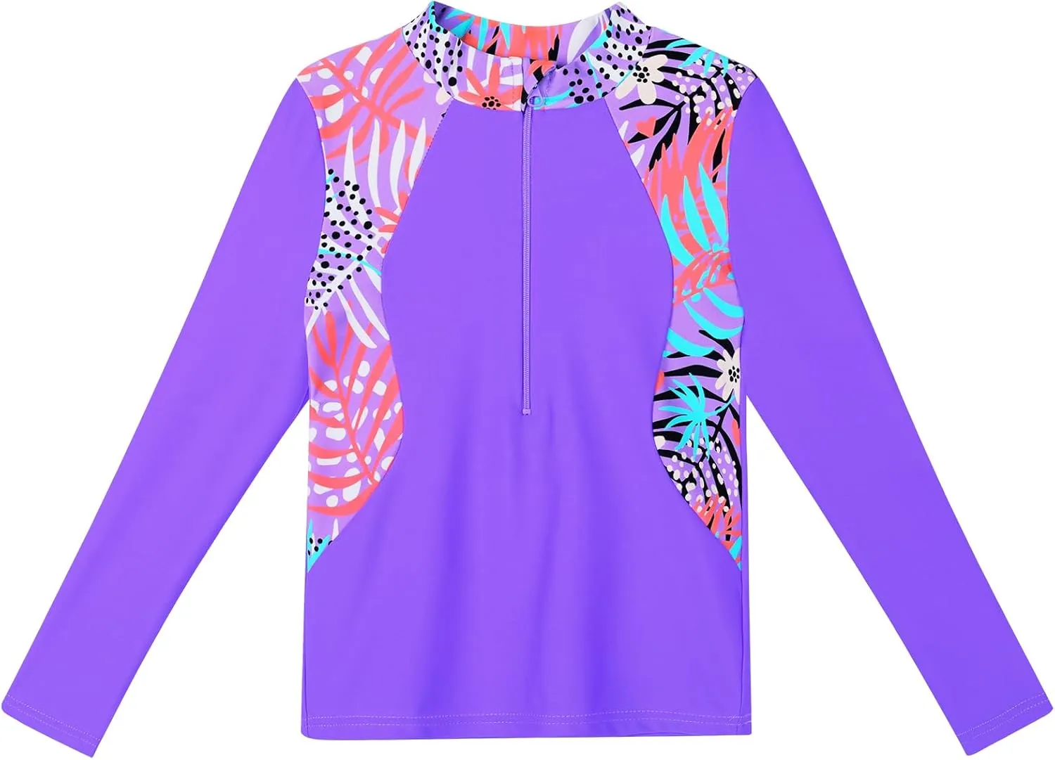 TFJH E 2PCS Girls Long Sleeve Swimsuit UV 50  Rashguard Tankini Set Kids Swimwear Zipper 3-12Y